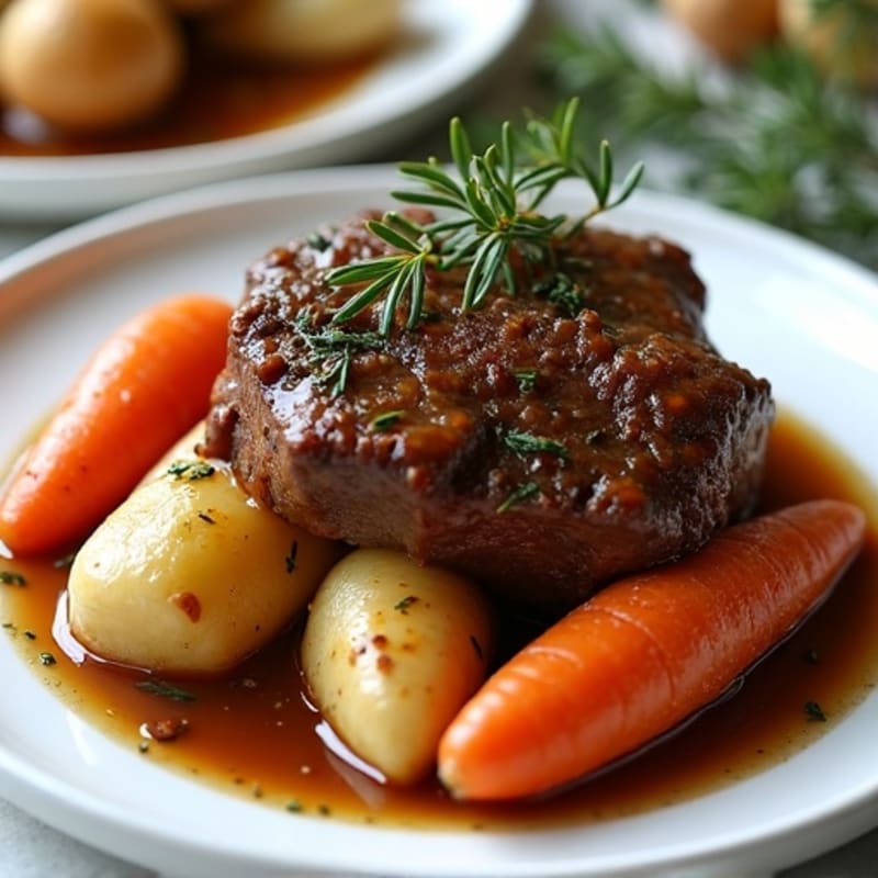 Tender Slow-Cooked Beef Pot Roast with Roasted Root Vegetables