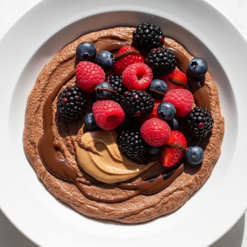 Chocolate Protein Mousse with Mixed Berries