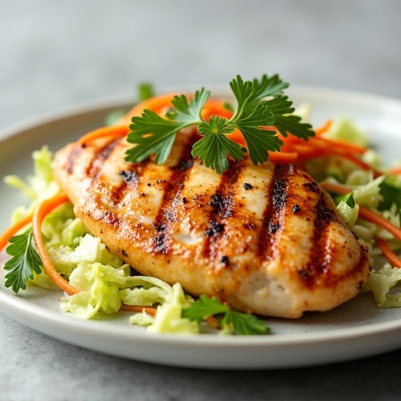Grilled Chicken Breast with Crunchy Cabbage Slaw