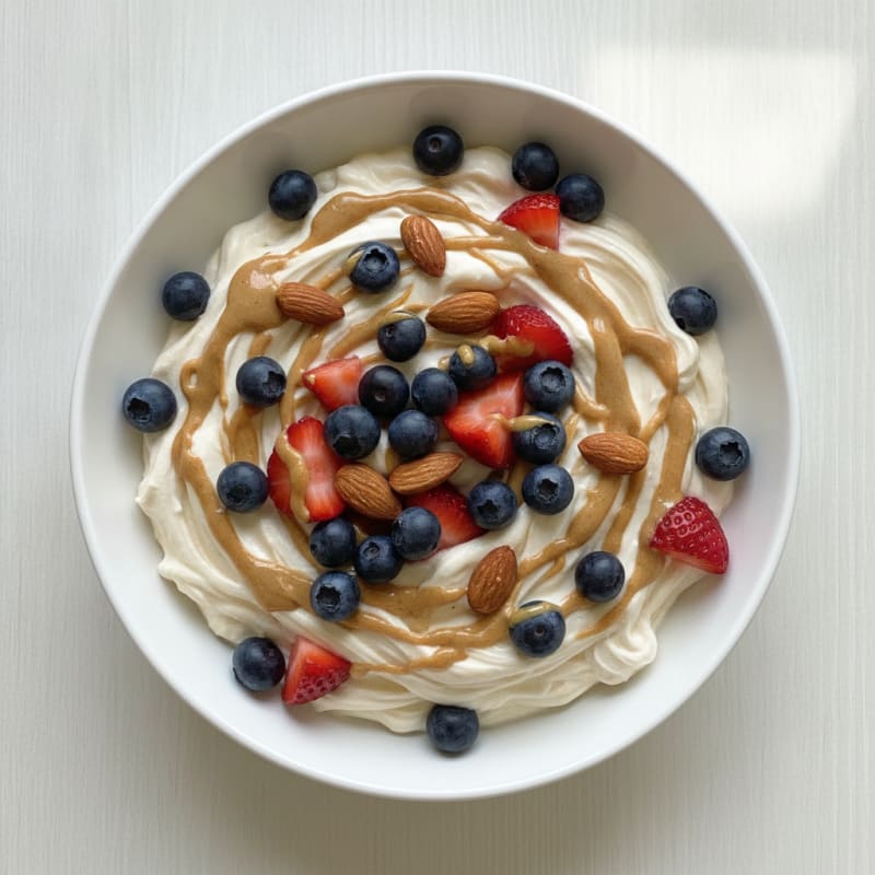 High-Protein Greek Yogurt Bowl with Mixed Berries and Almond Butter
