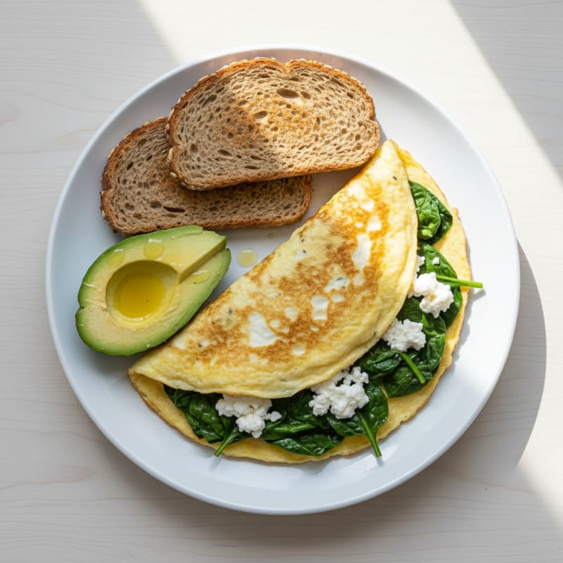 Egg White Spinach Omelette with Cottage Cheese