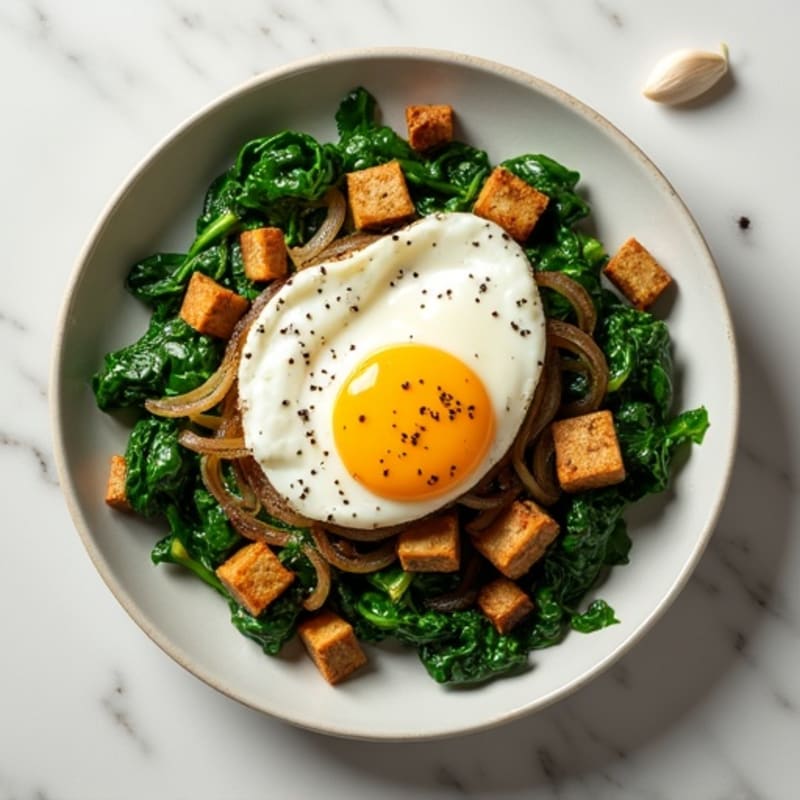 Garlic-Sautéed Spinach with Caramelized Onions