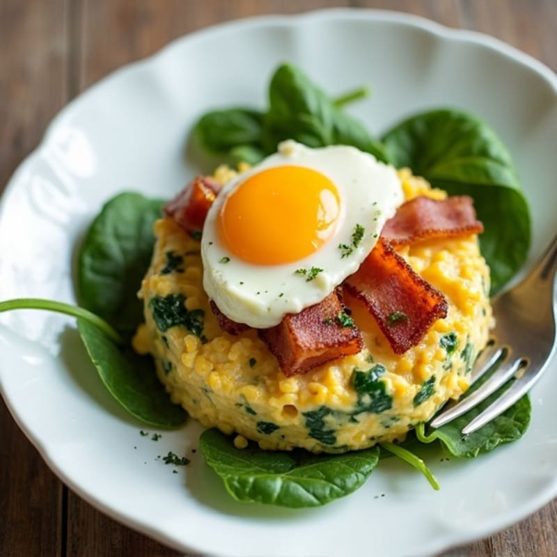 Cottage Cheese Scramble with Spinach and Turkey Bacon