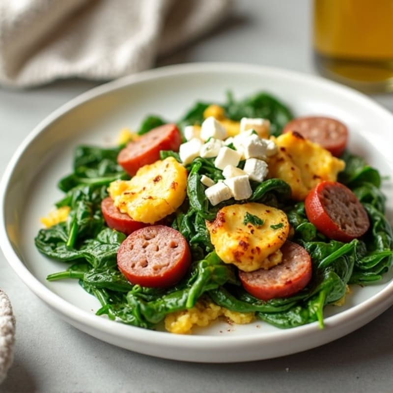 High-Protein Scramble with Sautéed Spinach and Feta