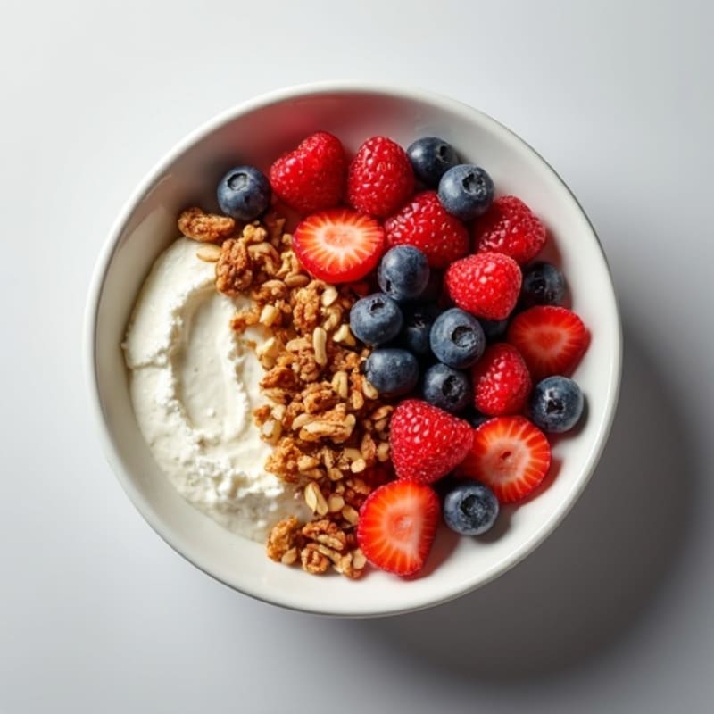 Cottage Cheese Berry Bowl with Almonds and Walnuts