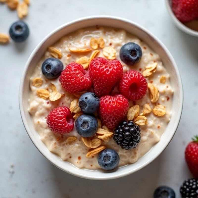 Creamy Oatmeal with Protein Powder and Fresh Berries