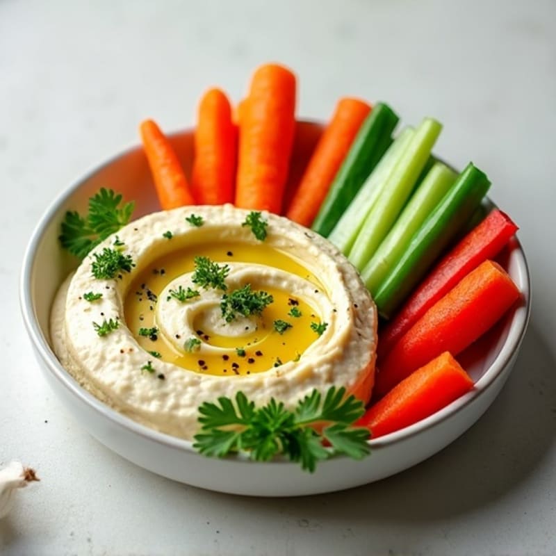 Creamy Herb Hummus with Fresh Crispy Vegetables
