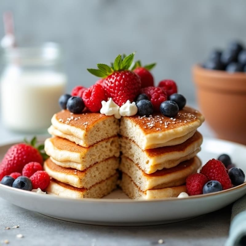 Fluffy Protein Pancakes with Mixed Berries