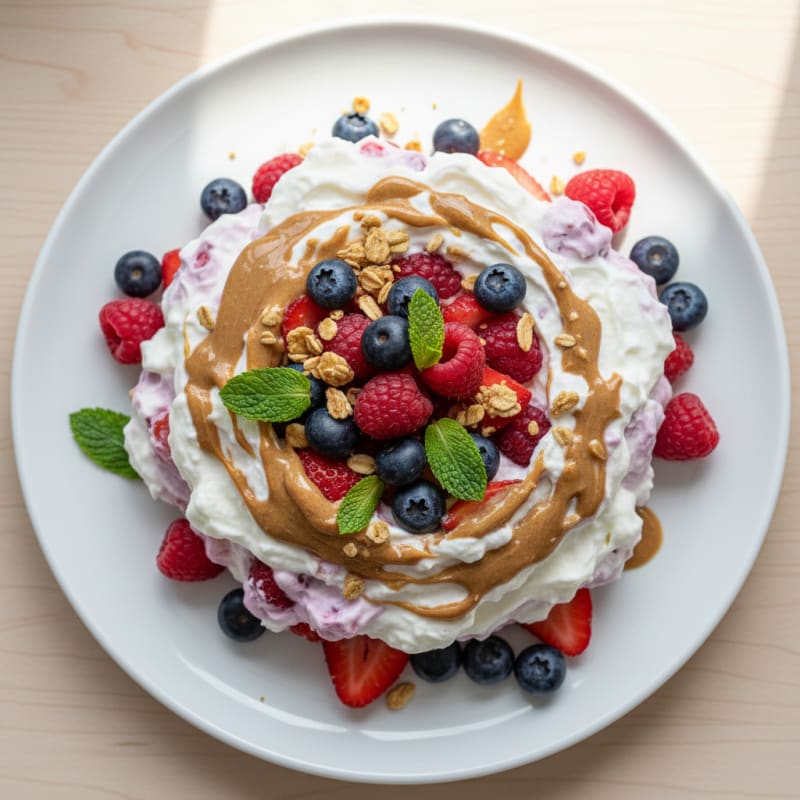 Silky Greek Yogurt Protein Mousse with Mixed Berries