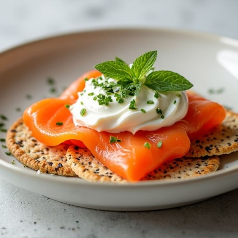 Smoked Salmon with Whipped Everything Cream Cheese and Crispy Seeded Crackers