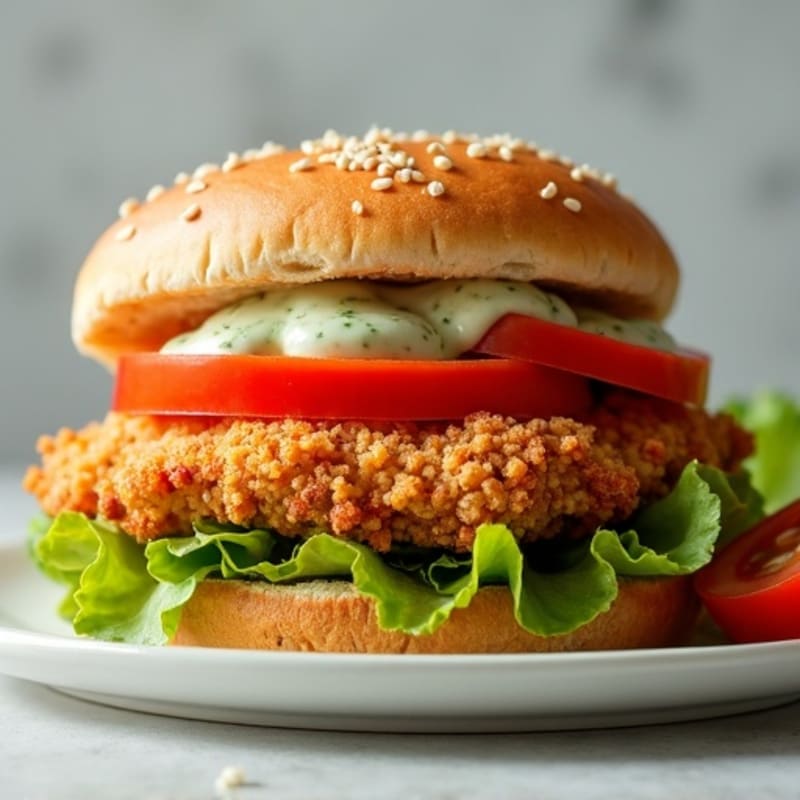 Crispy Air-Fried Chicken Sandwich with Herb Mayo