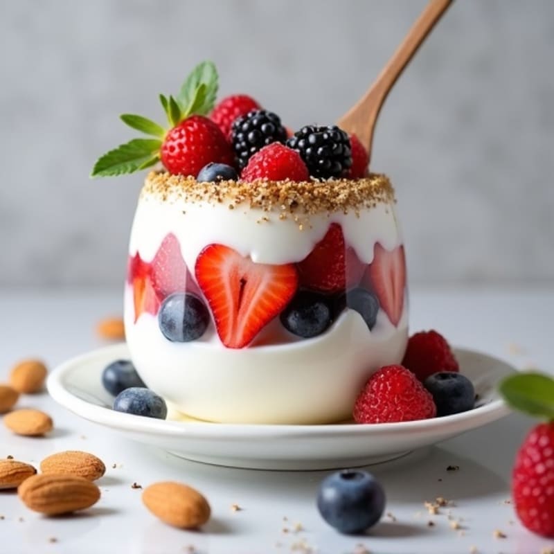 Creamy Greek Yogurt Parfait with Fresh Berries and Almonds
