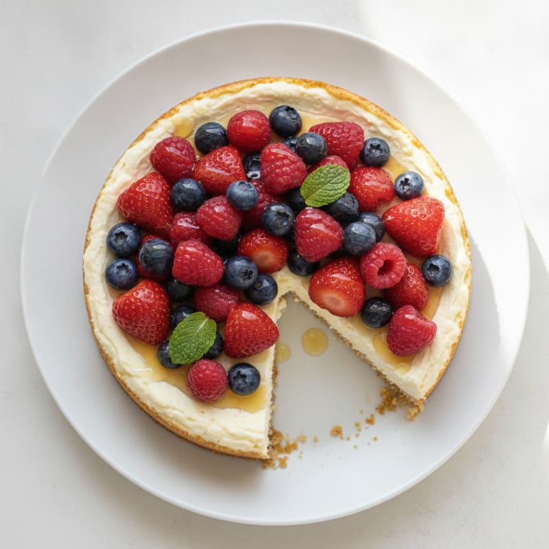Greek Yogurt Protein Cheesecake with Fresh Berries