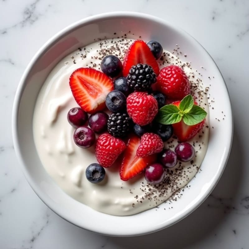Silky Greek Yogurt with Mixed Berries and Protein Powder