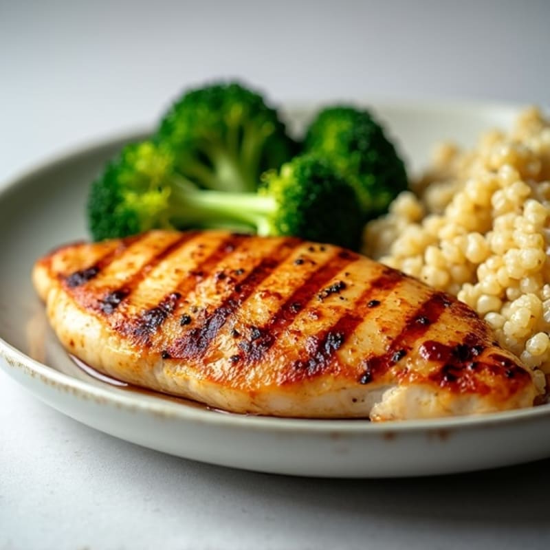 Grilled Chicken Breast with Quinoa and Steamed Broccoli