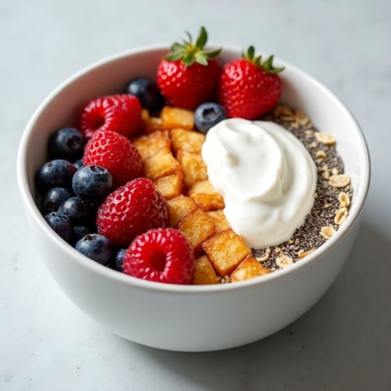Protein-Rich Tofu Oatmeal Bowl with Creamy Yogurt and Fresh Berries