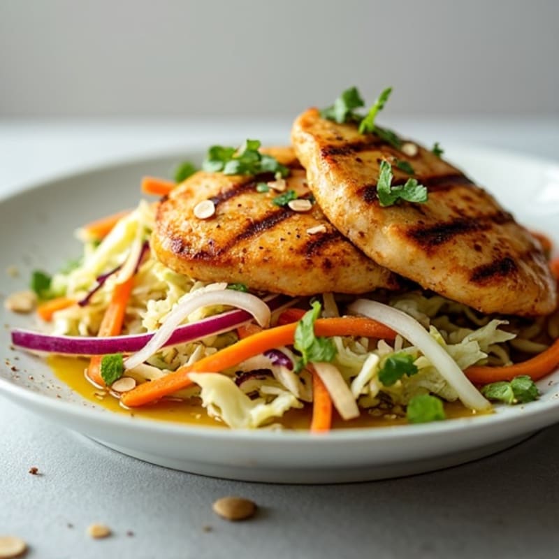 Grilled Chicken Breast with Crunchy Cabbage Slaw