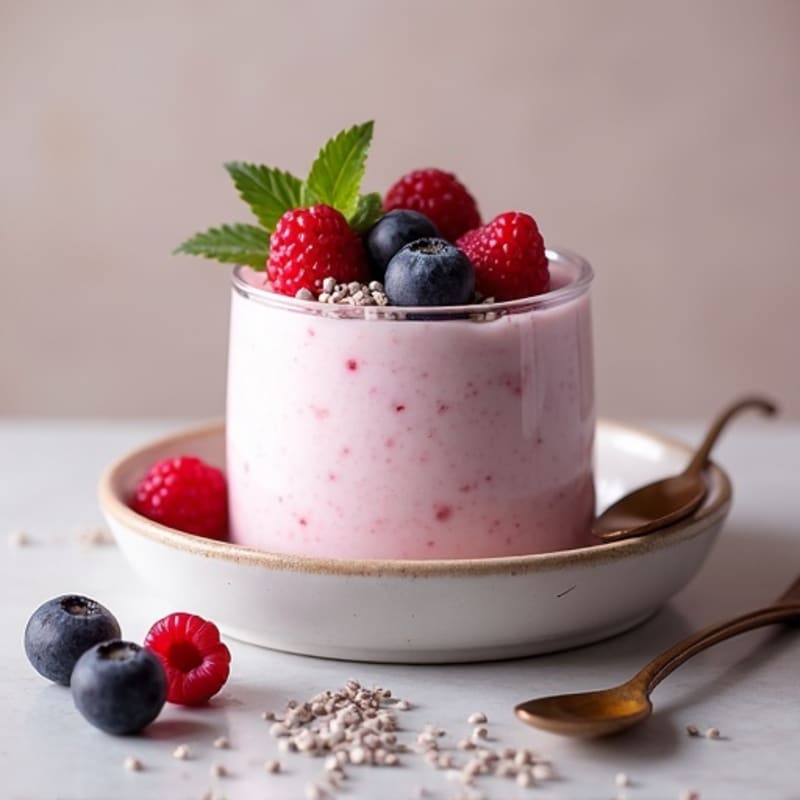 Greek Yogurt Protein Mousse with Mixed Berries