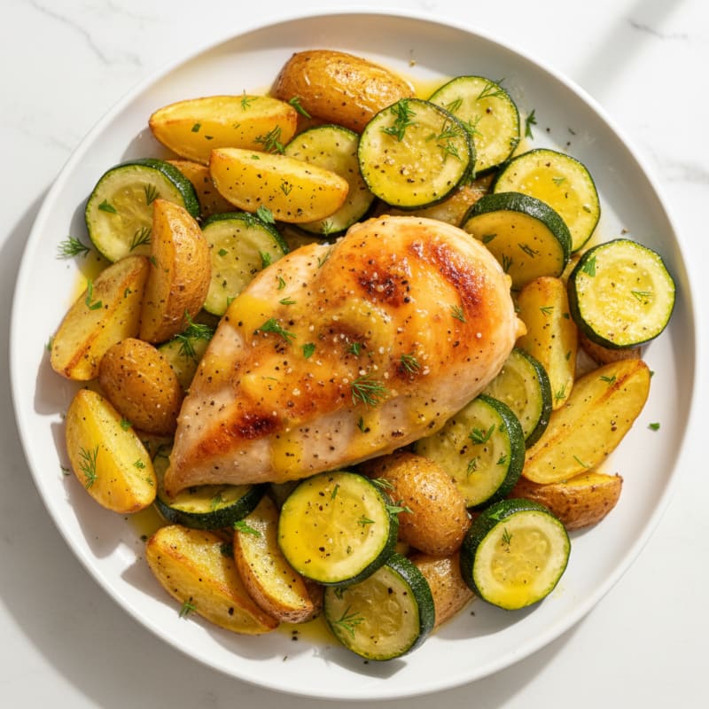 Lemon Herb Roasted Chicken and Zucchini