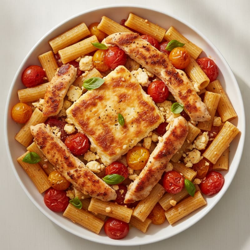 Baked Feta Pasta with Burst Tomatoes and Chicken