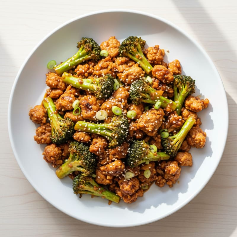 Sesame Ground Chicken and Broccoli Stir-Fry