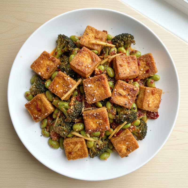Crispy Chili-Garlic Tofu Stir-Fry