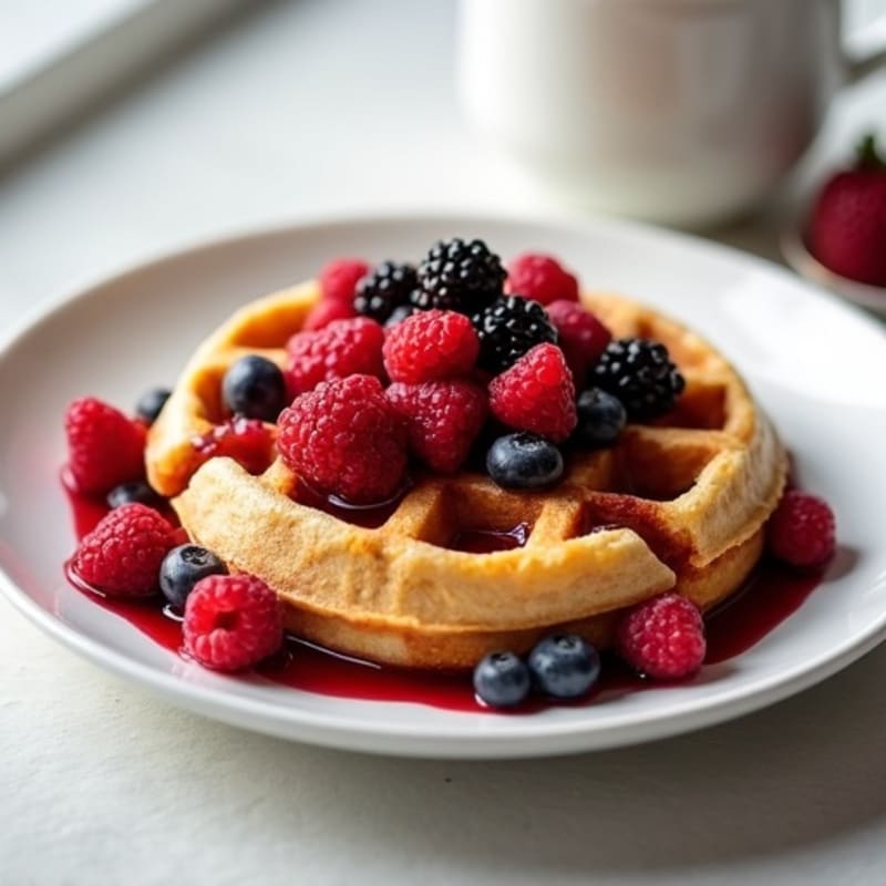 Protein-Packed Almond Flour Waffles with Berry Compote