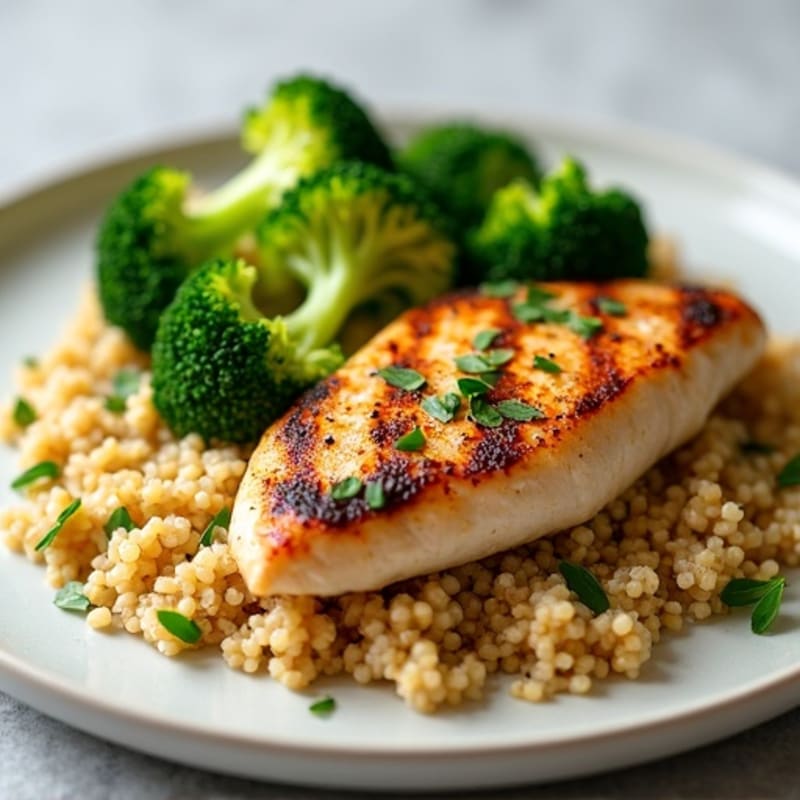 Grilled Chicken Breast with Quinoa and Steamed Broccoli