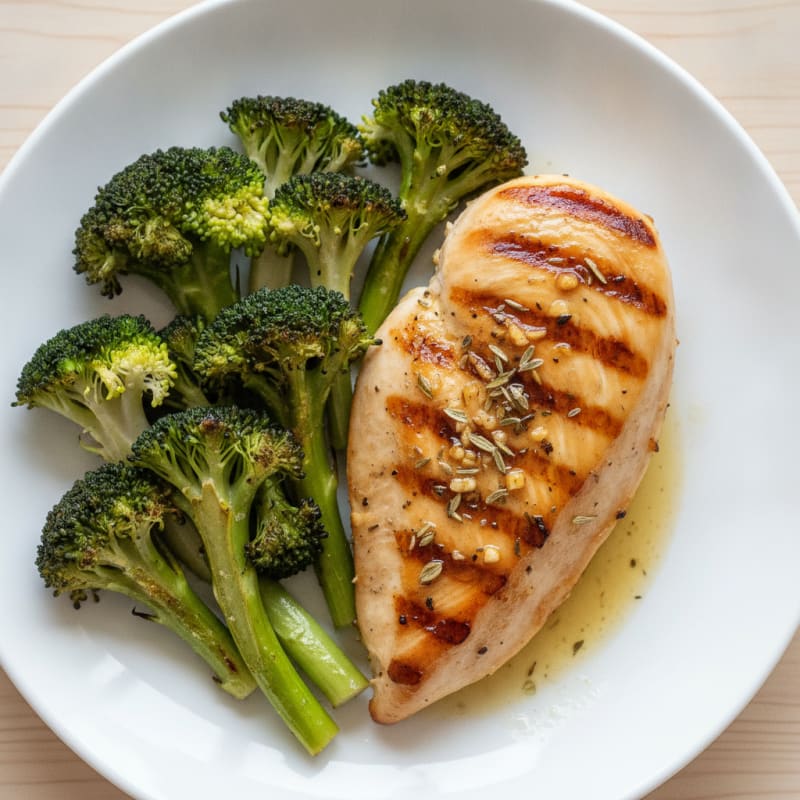 Grilled Lemon Garlic Chicken Breast with Roasted Broccoli