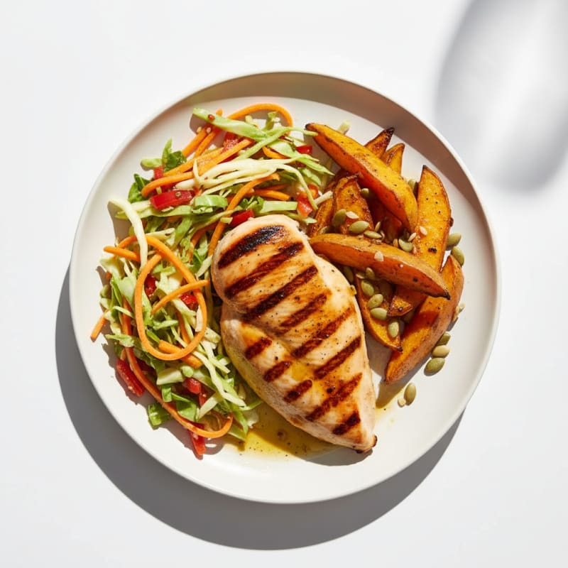 Grilled Chicken Breast with Crunchy Veggie Slaw