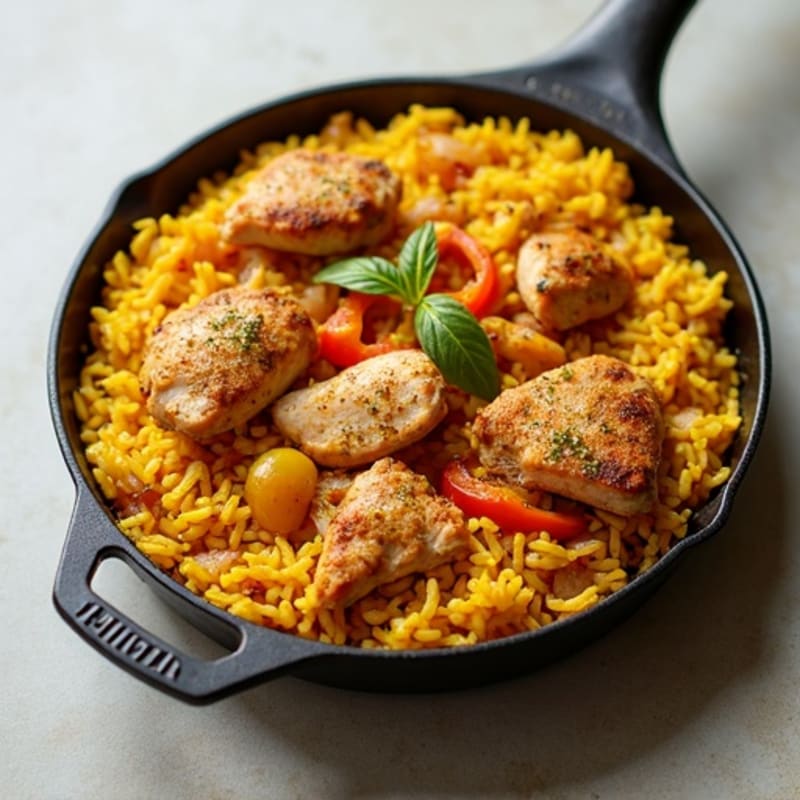 Saffron-Spiced Chicken and Yellow Rice Skillet