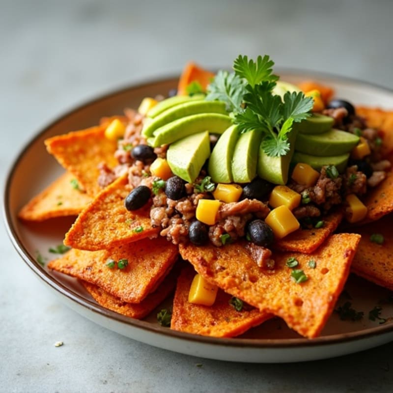 Crispy Sweet Potato Nachos with Pulled Pork