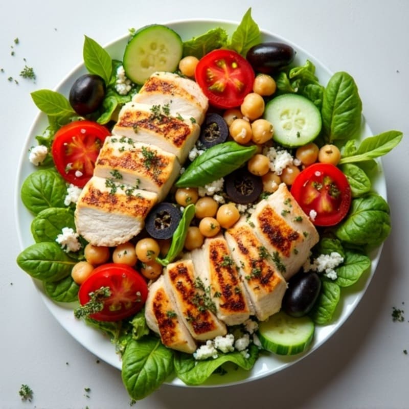 Fresh Mediterranean Chopped Salad with Herb-Grilled Chicken