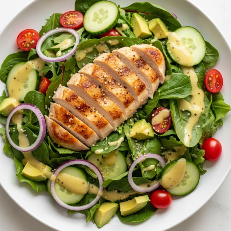 Zesty Garden Green Salad with Creamy Vinaigrette