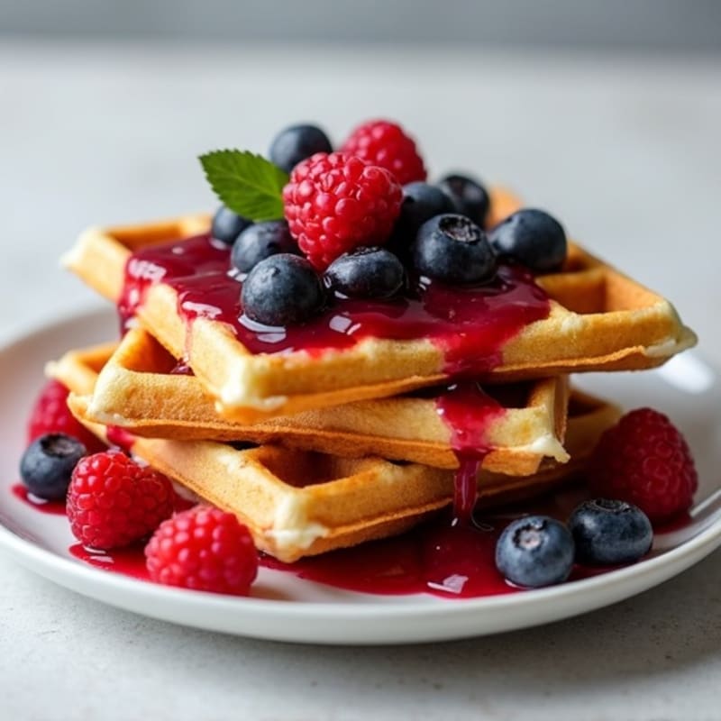 Protein-Packed Almond Flour Waffles with Berry Compote