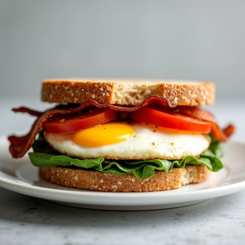 Egg White and Turkey Bacon Breakfast Sandwich on Whole Grain