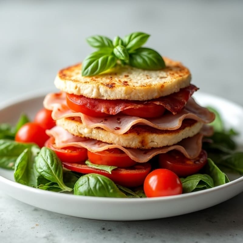 Lean Turkey-Prosciutto Stack with Fresh Mediterranean Vegetables