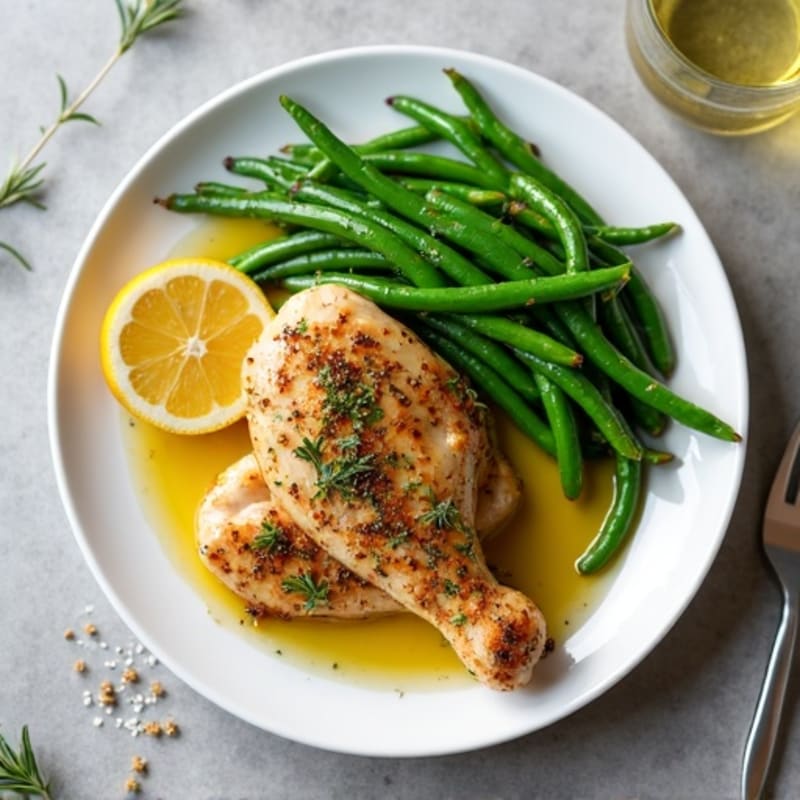 Lemon-Herb Roasted Chicken with Crispy Green Beans