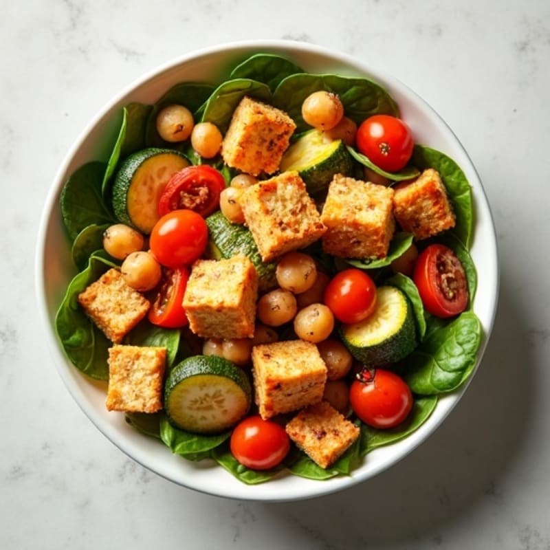Crispy Chickpea and Roasted Vegetable Bowl with Lemon-Tahini Dressing