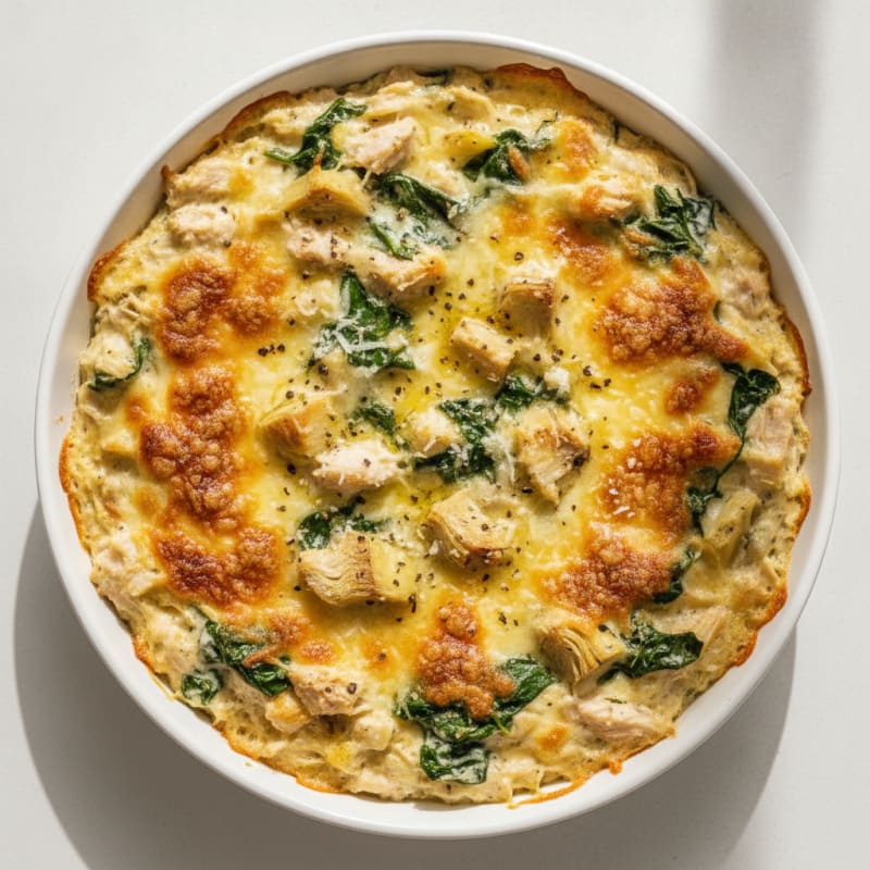 High-Protein Baked Spinach Artichoke Dip