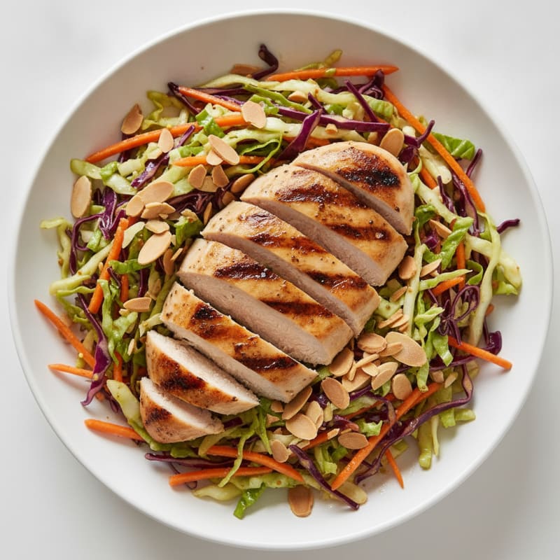 Grilled Chicken Breast with Crunchy Cabbage Slaw