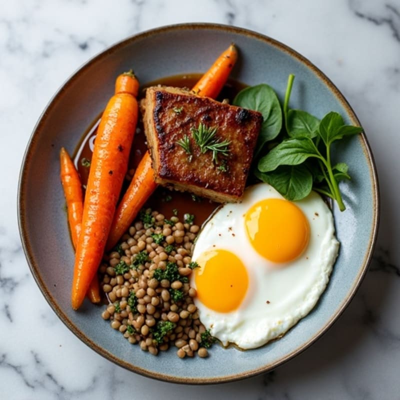 Tender Slow-Braised Pork Belly with Roasted Root Vegetables & Protein-Boost Sides