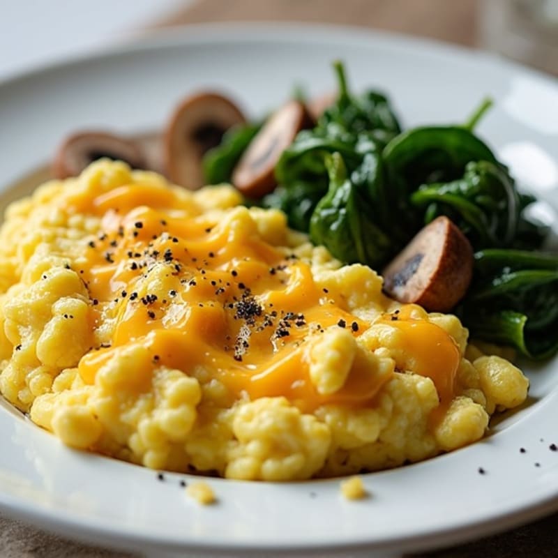 Fluffy Egg Scramble with Sautéed Greens