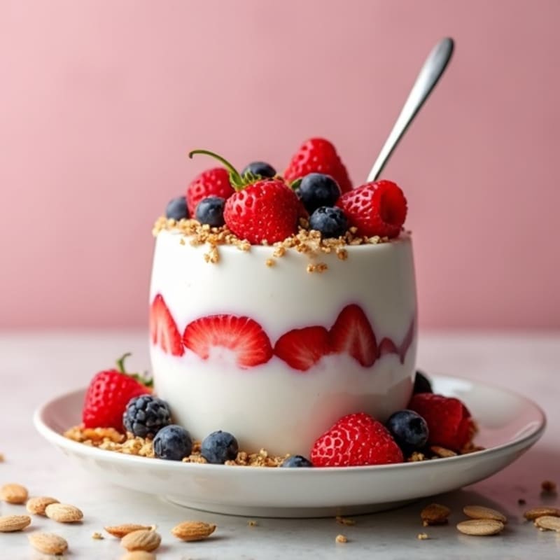 Creamy Greek Yogurt Parfait with Mixed Berries and Crunchy Almonds