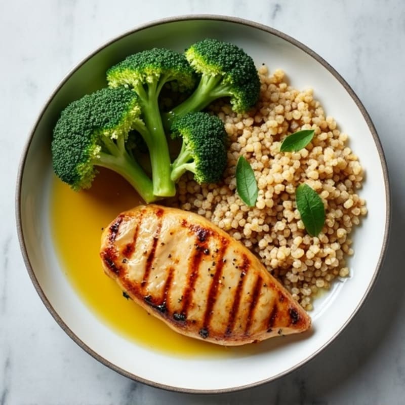 Grilled Chicken Breast with Roasted Broccoli and Quinoa
