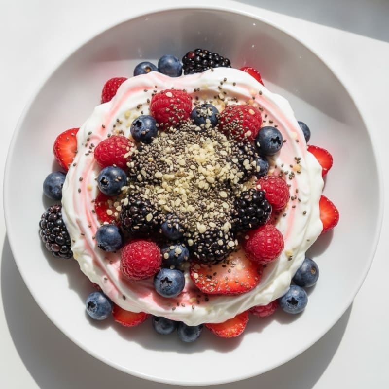 Greek Yogurt Protein Parfait with Mixed Berries