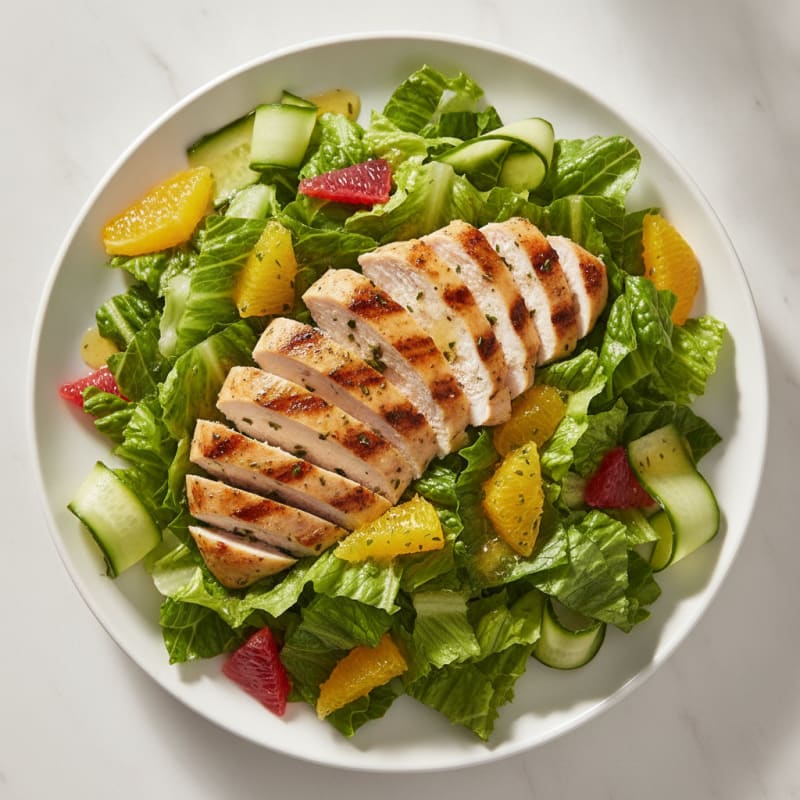Grilled Chicken Breast Salad with Crunchy Romaine and Citrus Segments