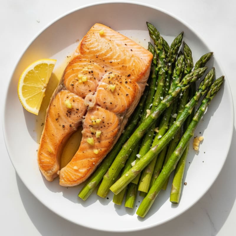 Pan-Seared Salmon with Roasted Asparagus