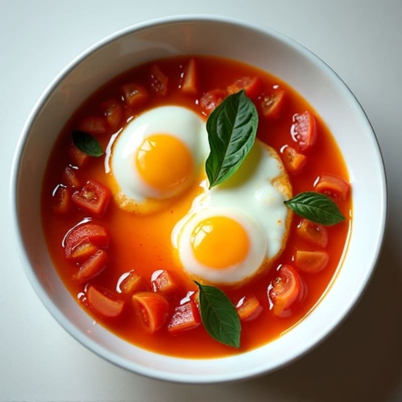 Fresh Tomato and Pepper Poached Eggs