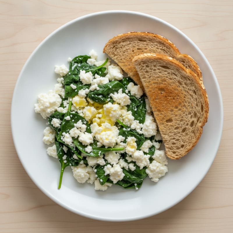 Egg White Scramble with Spinach and Cottage Cheese